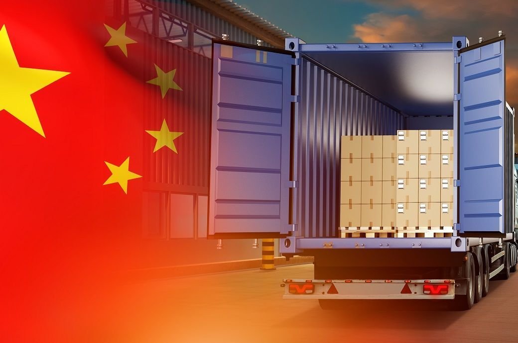 Sealed cargo boxes loaded inside a shipping container